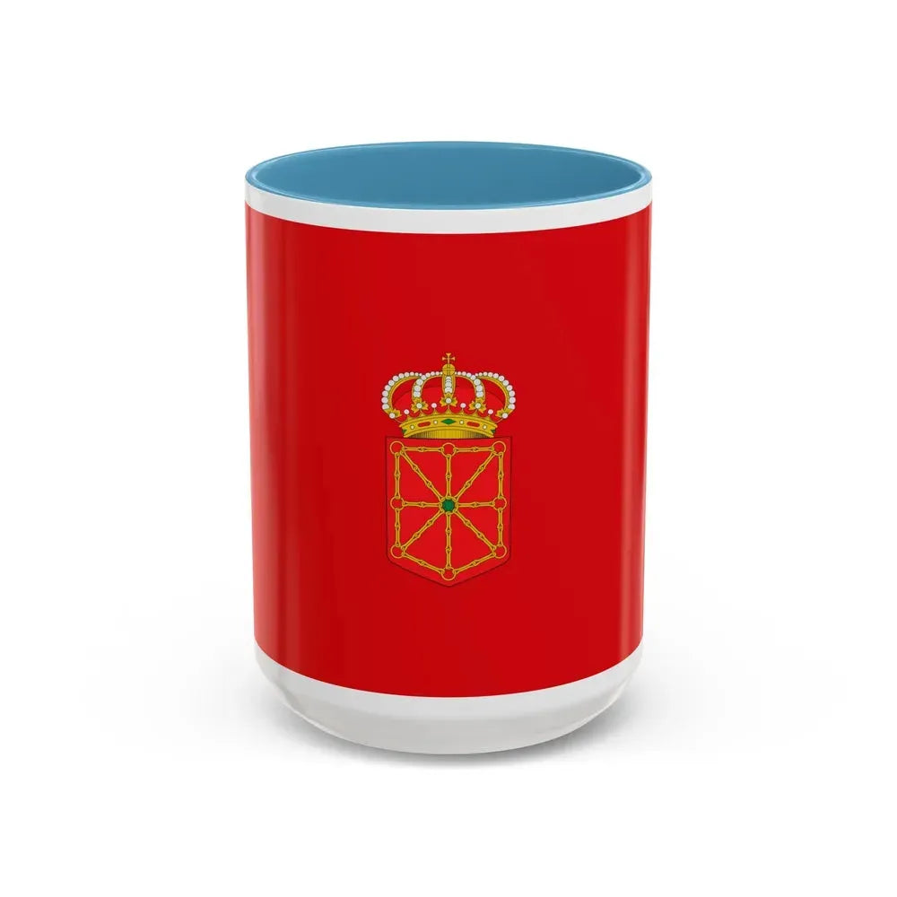 Flag of Navarre Spain - Accent Coffee Mug 15oz Light Blue - Go Mug Yourself