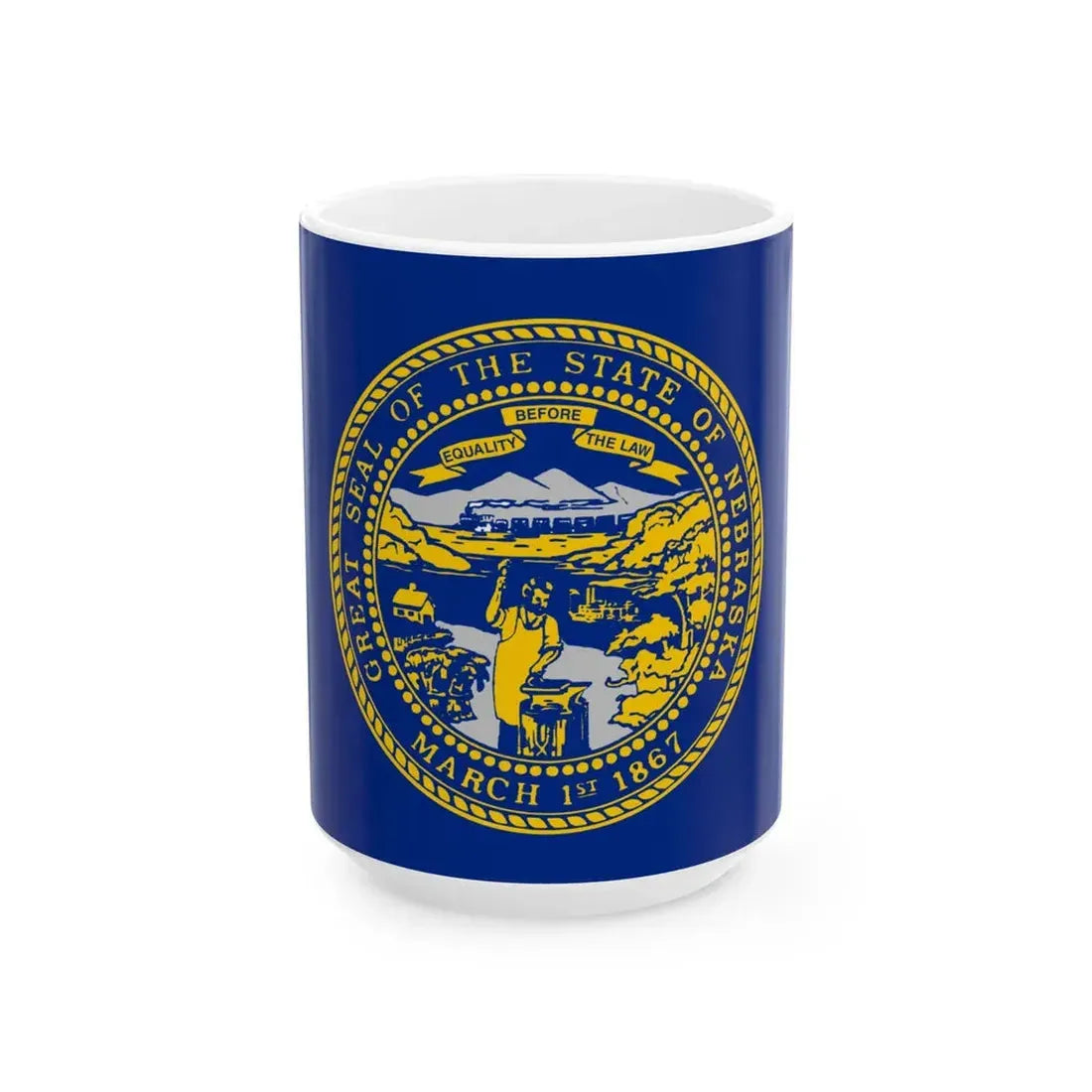 Flag of Nebraska 3-2 (United States) White Coffee Mug 15oz - Go Mug Yourself