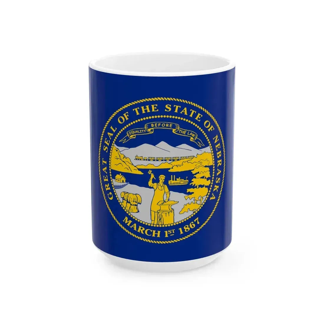 Flag of Nebraska (United States) White Coffee Mug 15oz - Go Mug Yourself