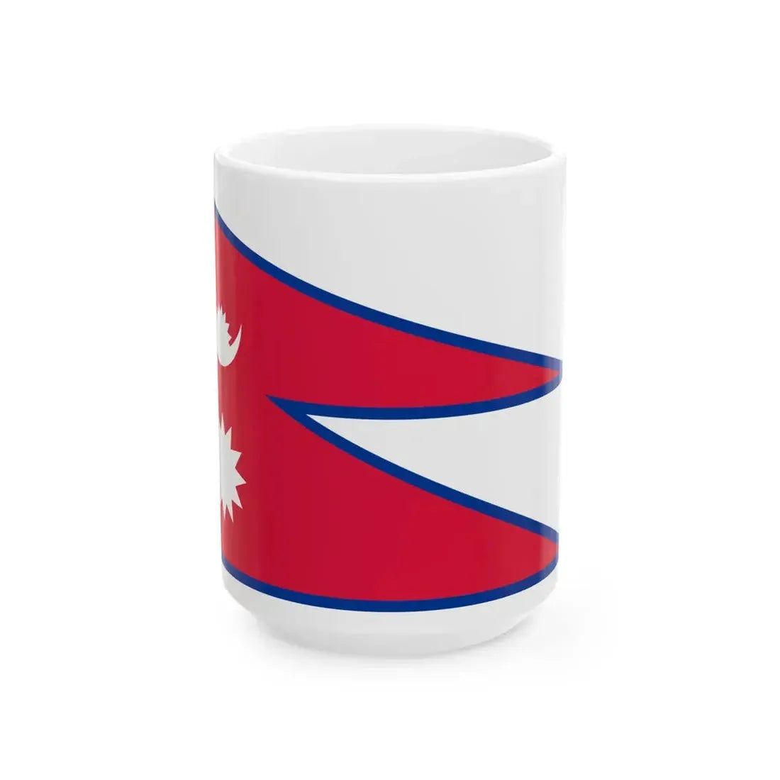 Flag of Nepal stretched aspect ratio 3-2 (Nepal) White Coffee Mug 15oz - Go Mug Yourself