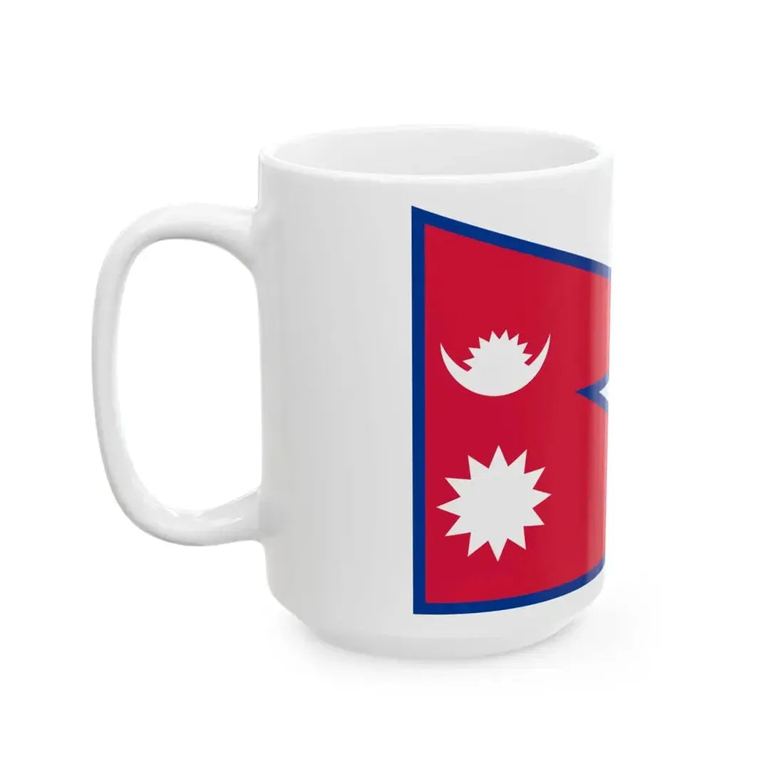 Flag of Nepal stretched aspect ratio 3-2 (Nepal) White Coffee Mug - Go Mug Yourself