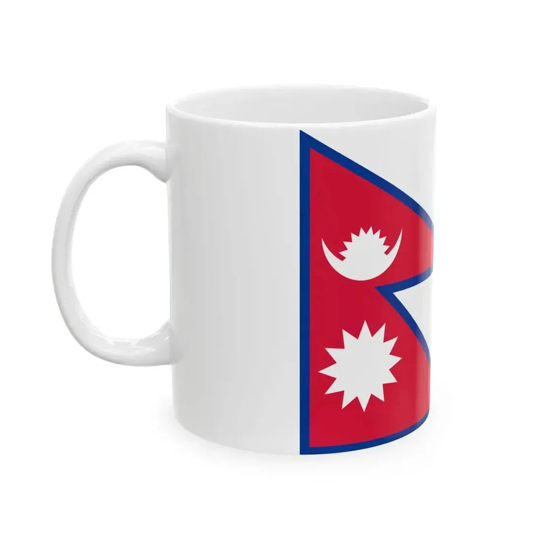 Flag of Nepal with spacing aspect ratio 4-3 (Nepal) White Coffee Mug - Go Mug Yourself