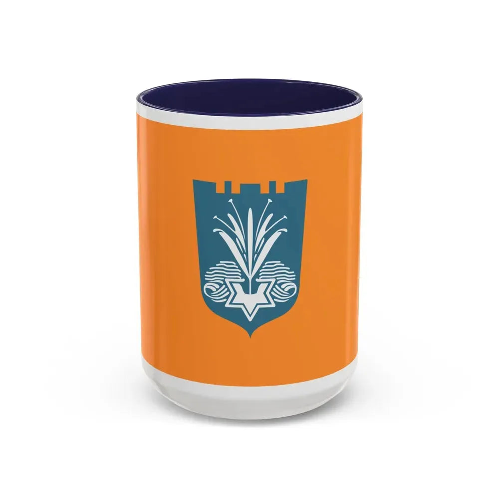 Flag of Netanya Israel - Accent Coffee Mug 15oz Navy - Go Mug Yourself