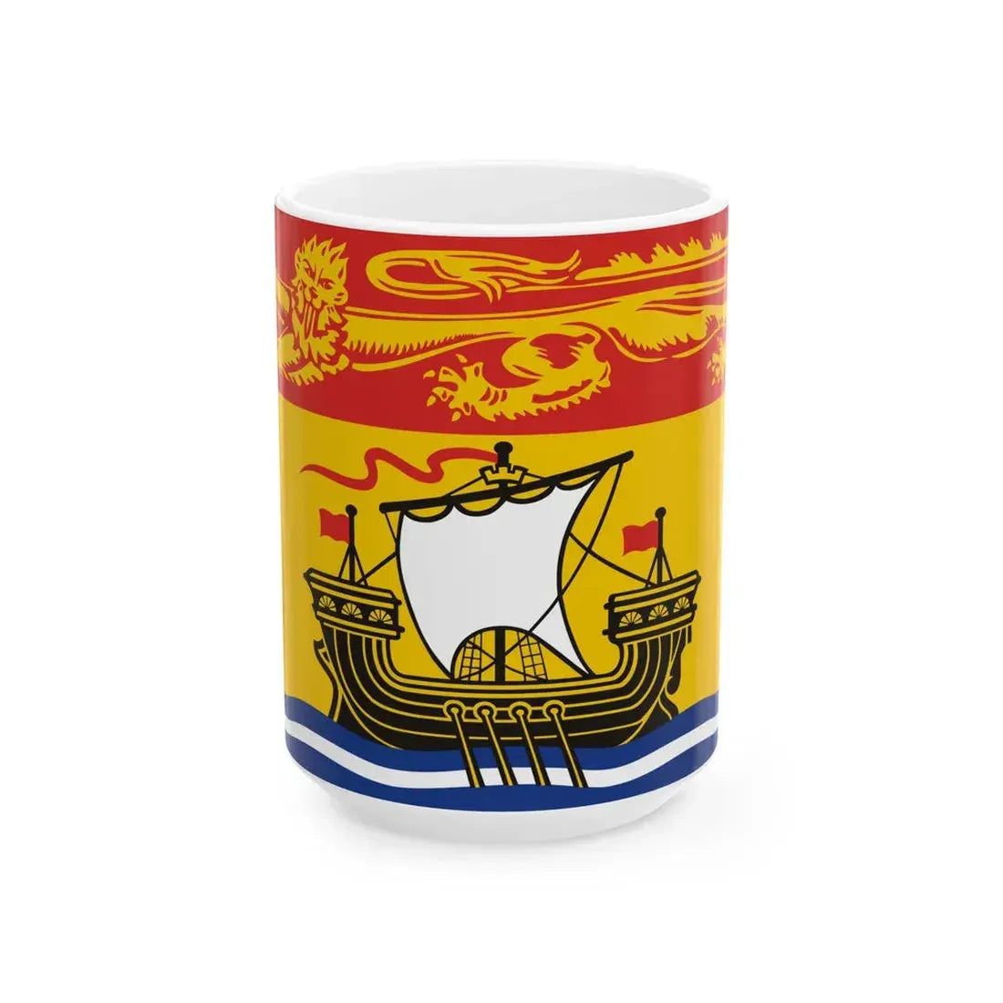 Flag of New Brunswick 3-2 (Canada) White Coffee Mug 15oz - Go Mug Yourself