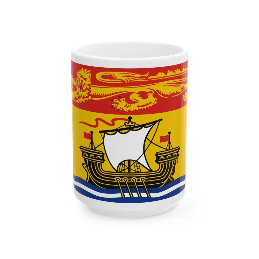 Flag of New Brunswick Canada - White Coffee Mug 15oz - Go Mug Yourself