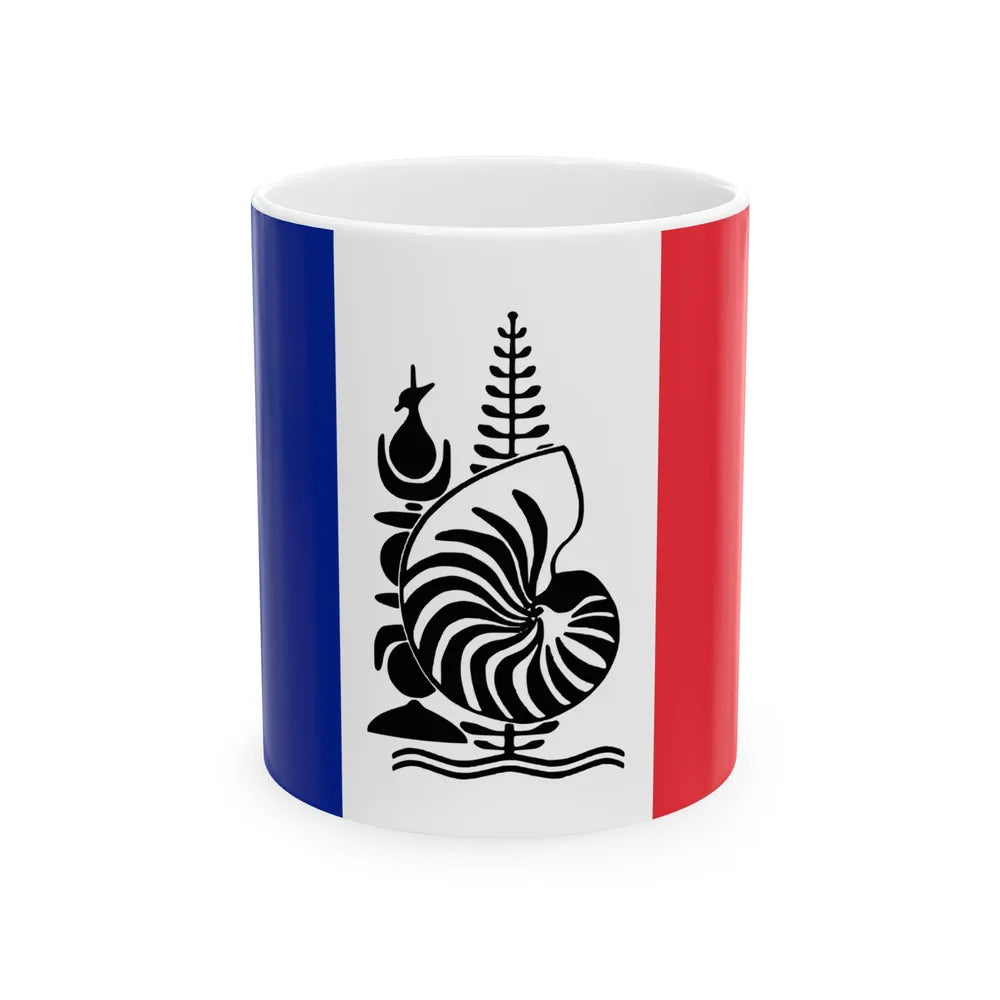 Flag of New Caledonia with Emblem (France) White Coffee Mug 11oz - Go Mug Yourself
