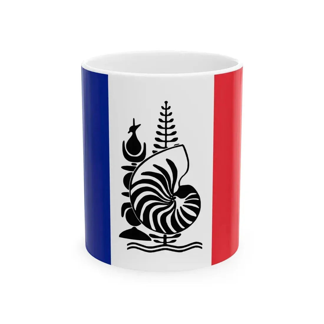 Flag of New Caledonia with Emblem (France) White Coffee Mug 11oz - Go Mug Yourself