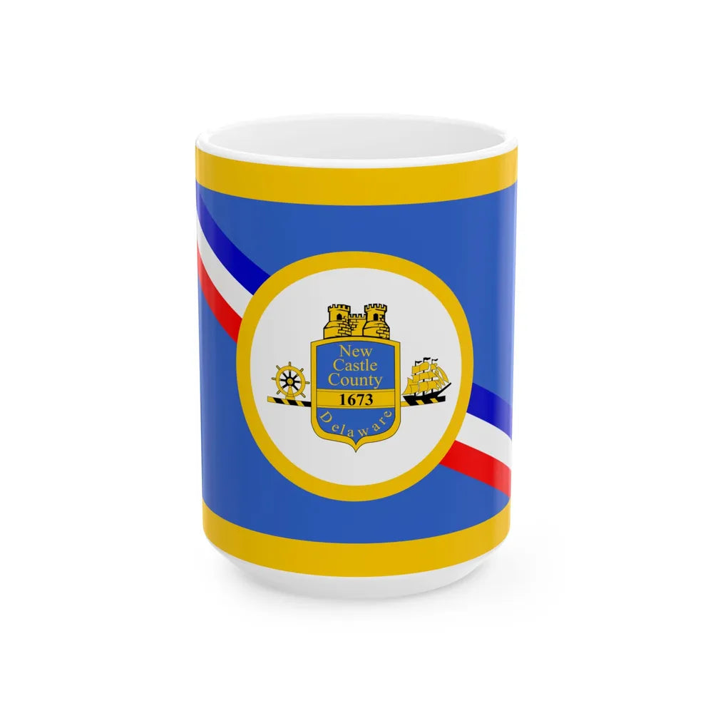 Flag of New Castle County Delaware (United States) White Coffee Mug 15oz - Go Mug Yourself