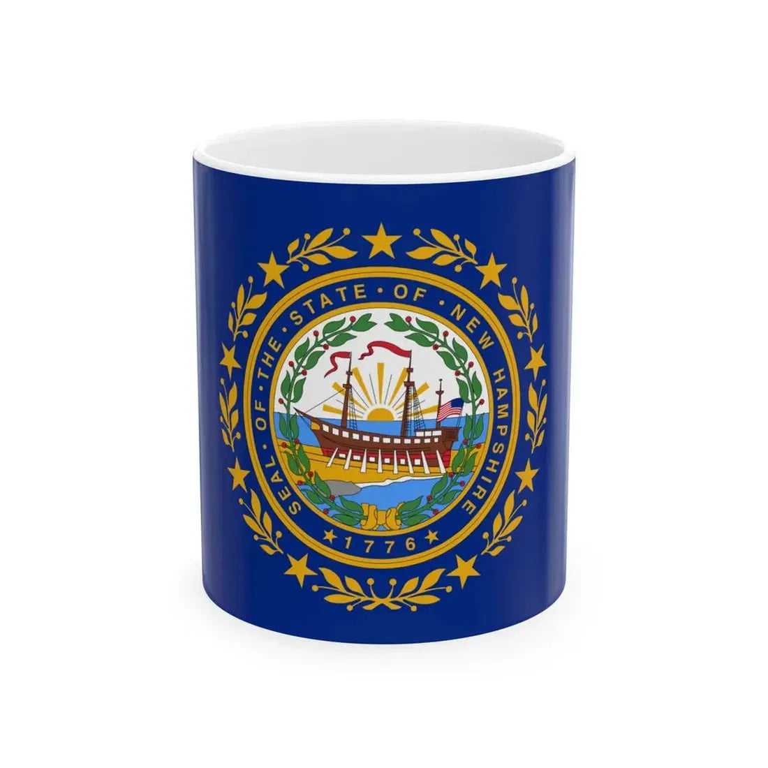Flag of New Hampshire 3-2 (United States) White Coffee Mug 11oz - Go Mug Yourself