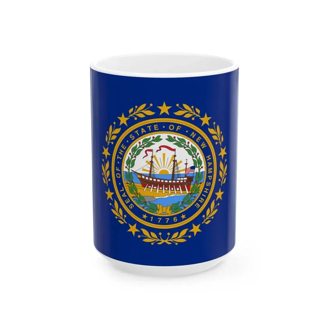 Flag of New Hampshire 3-2 (United States) White Coffee Mug 15oz - Go Mug Yourself