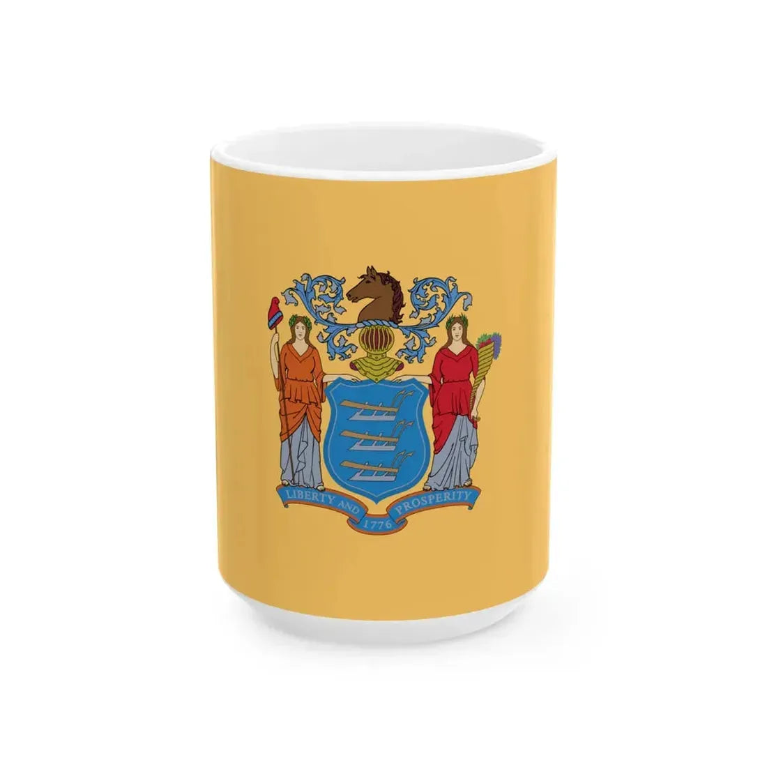 Flag of New Jersey 3-2 (United States) White Coffee Mug 15oz - Go Mug Yourself
