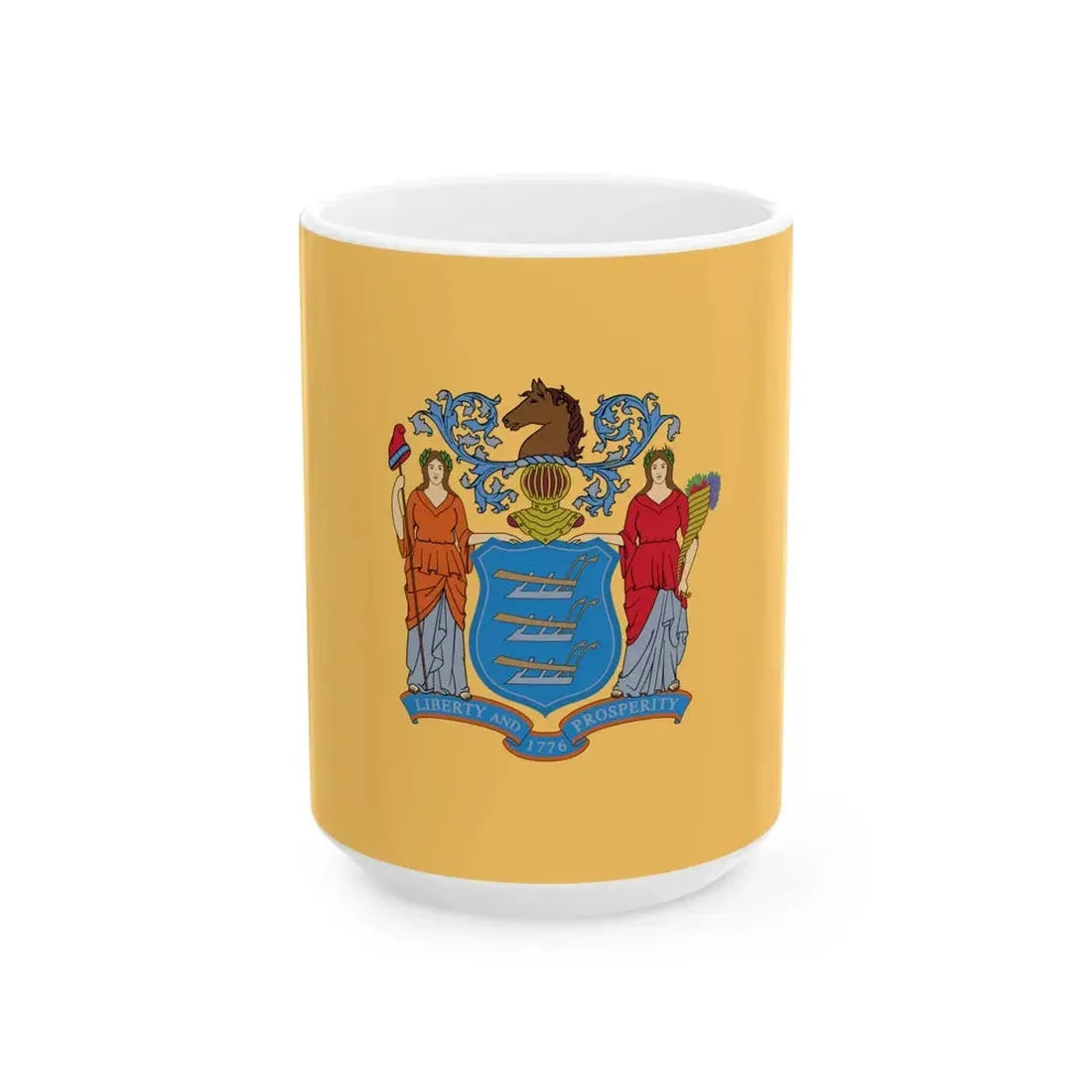 Flag of New Jersey (United States) White Coffee Mug 15oz - Go Mug Yourself