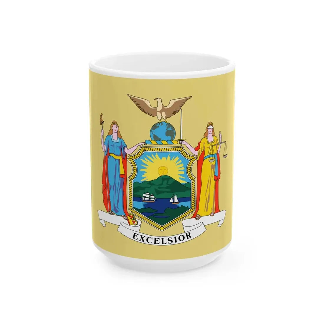 Flag of New York 1896-1901 (United States) White Coffee Mug 15oz - Go Mug Yourself