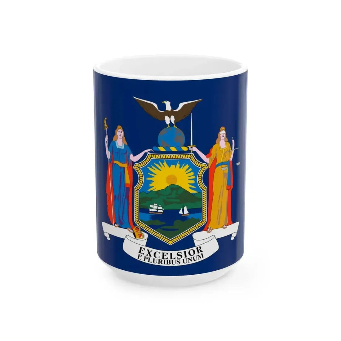 Flag of New York 3-2 (United States) White Coffee Mug 15oz - Go Mug Yourself