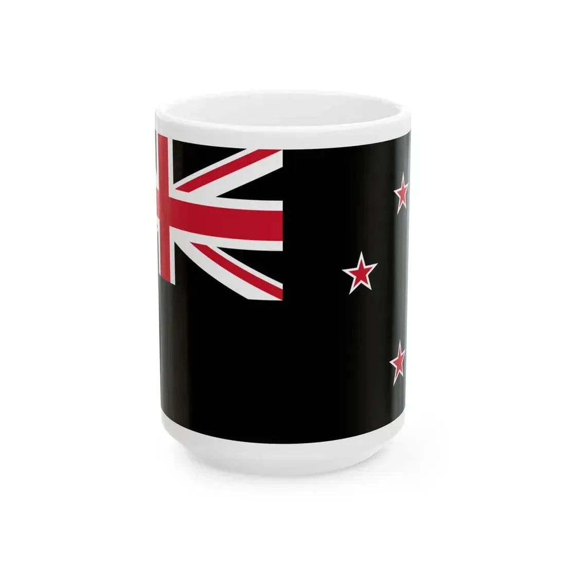 Flag of New Zealand black (New Zealand) White Coffee Mug 15oz - Go Mug Yourself