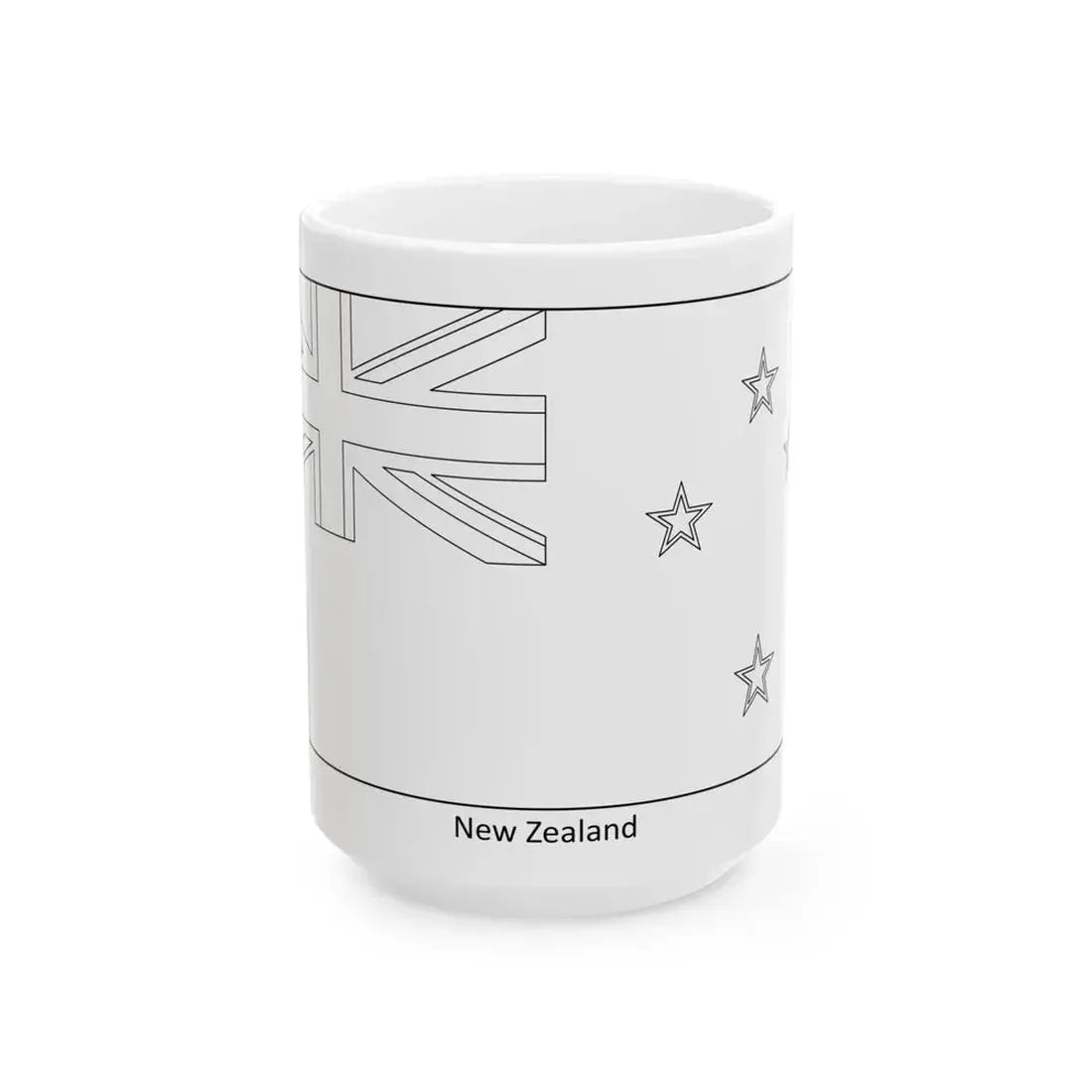 Flag of New Zealand colouring page (New Zealand) White Coffee Mug 15oz - Go Mug Yourself