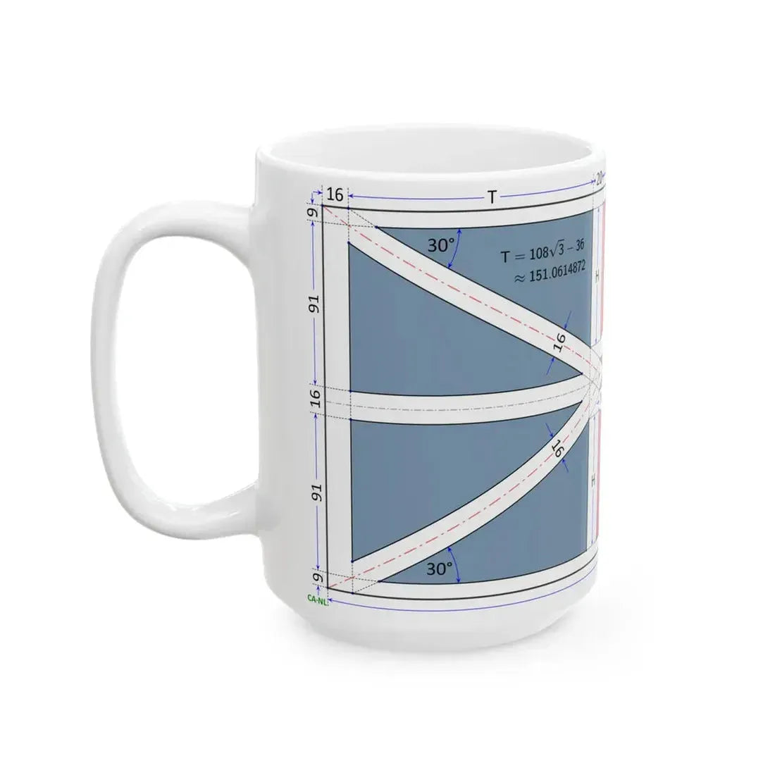 Flag of Newfoundland and Labrador construction sheet (Canada) White Coffee Mug - Go Mug Yourself