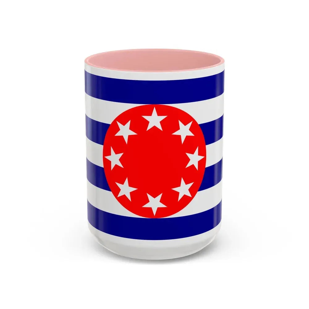Flag of Ngarchelong Palau - Accent Coffee Mug 15oz Pink - Go Mug Yourself