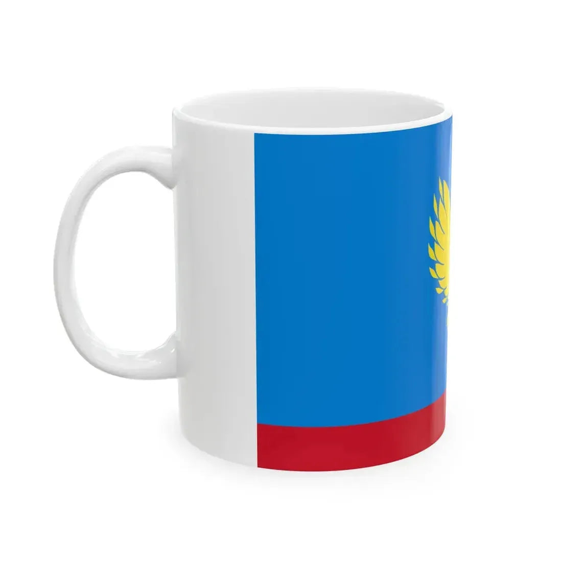 Flag of Nizhneingashsky rayon Krasnoyarsk krai (Russia) White Coffee Mug - Go Mug Yourself
