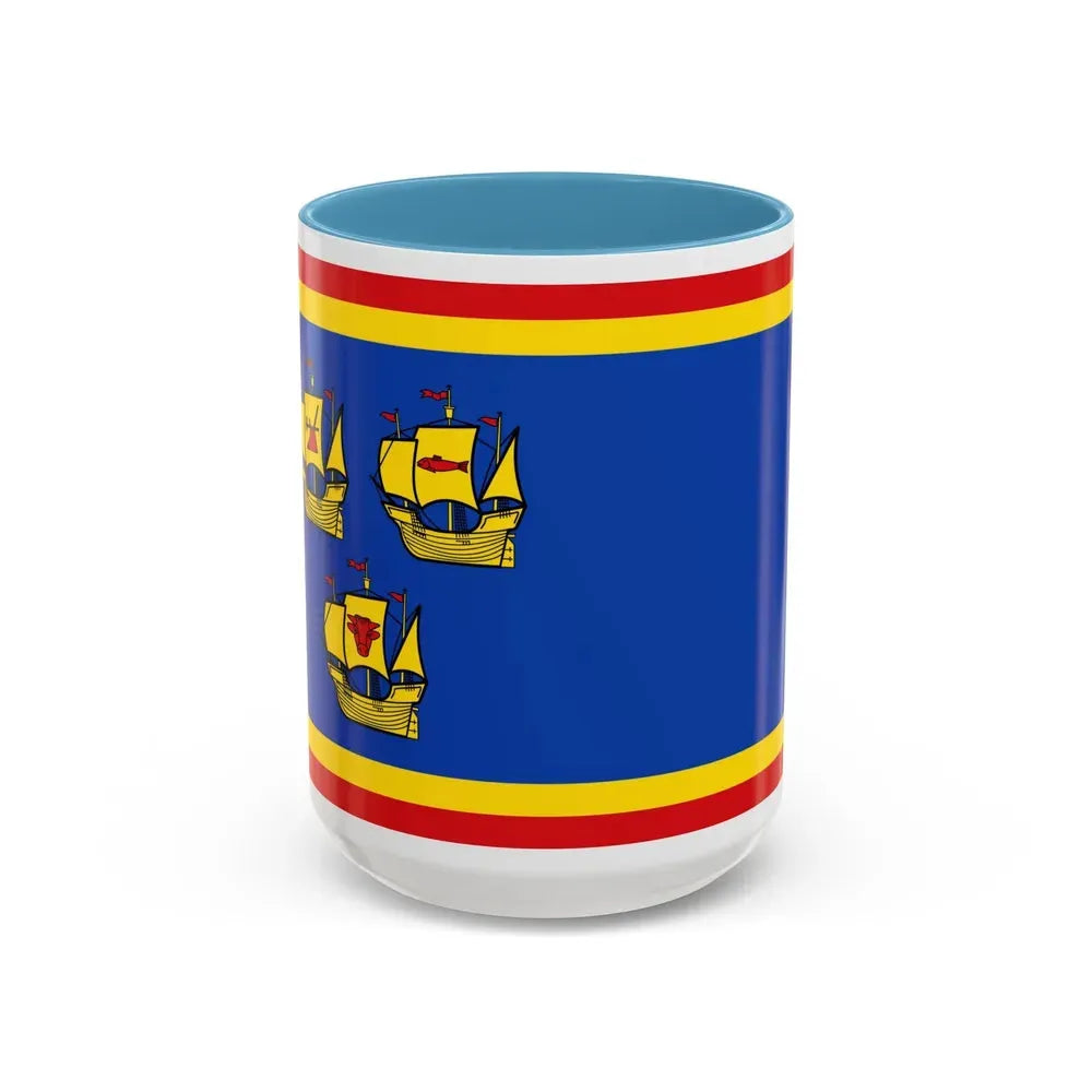 Flag of Nordfriesland Germany - Accent Coffee Mug 15oz Light Blue - Go Mug Yourself