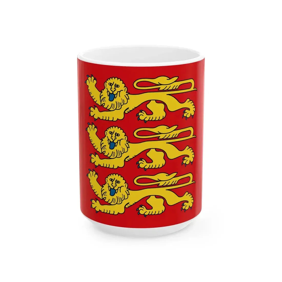 Flag of Normandie three-leopard version (France) White Coffee Mug 15oz - Go Mug Yourself