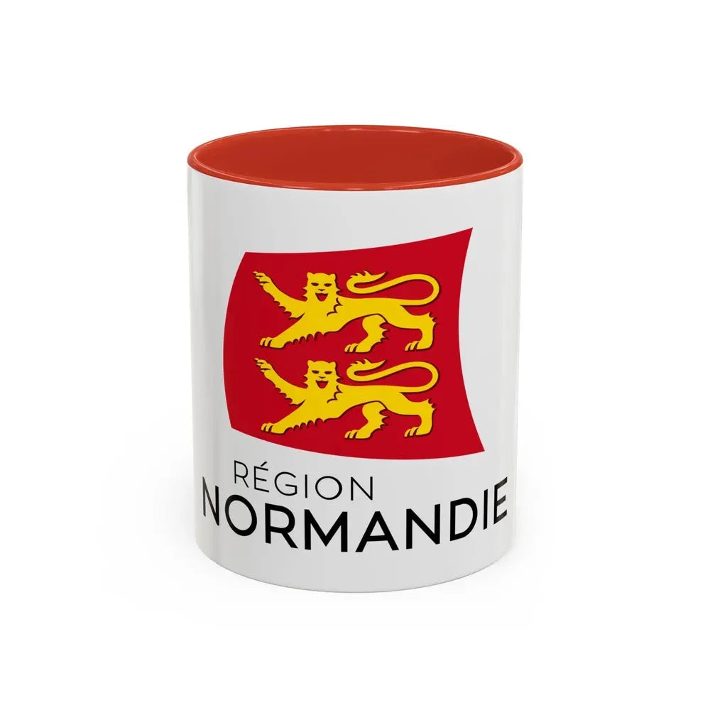 Flag of Normandy France - Accent Coffee Mug 11oz Red - Go Mug Yourself