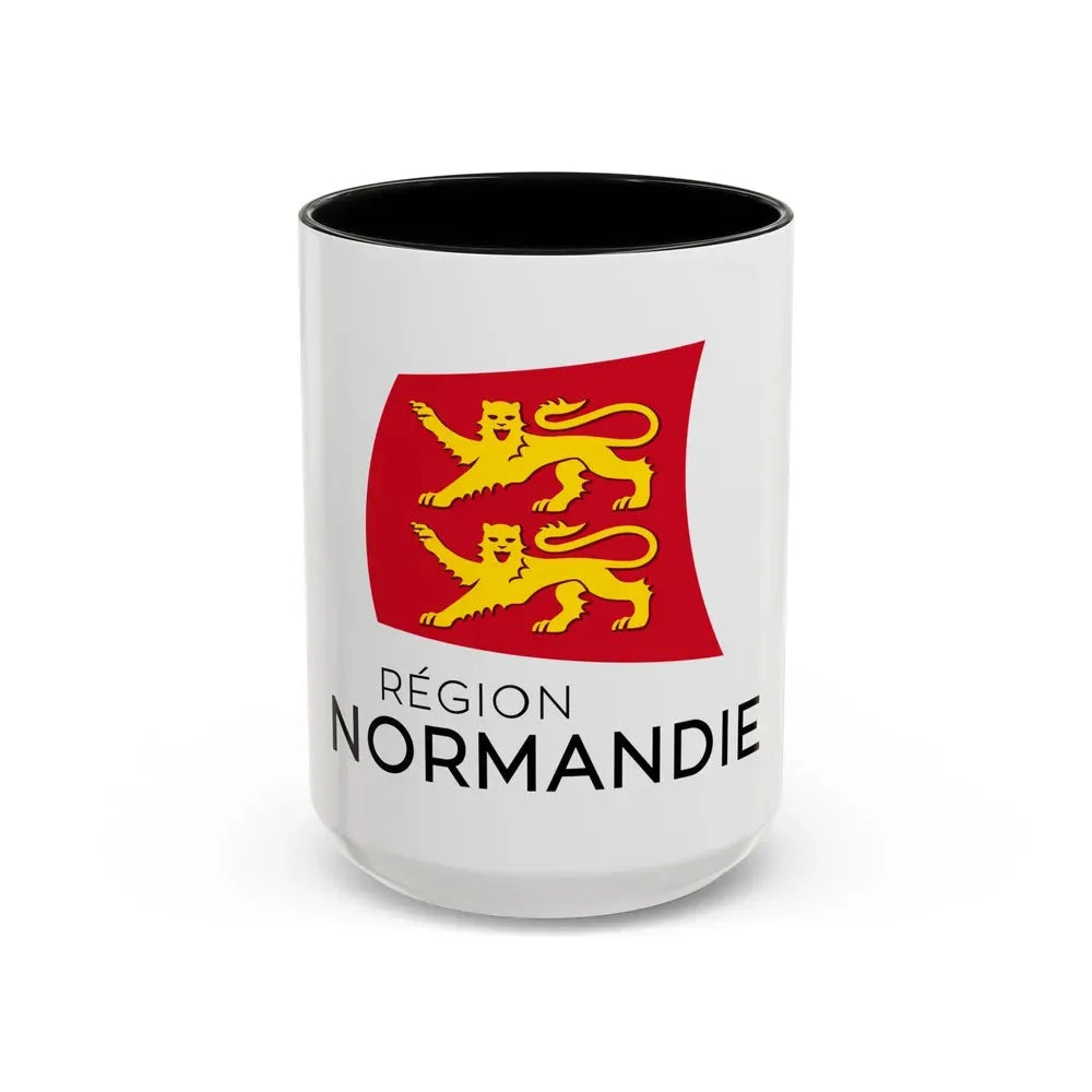 Flag of Normandy France - Accent Coffee Mug 15oz Black - Go Mug Yourself