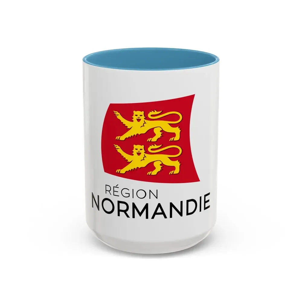 Flag of Normandy France - Accent Coffee Mug 15oz Light Blue - Go Mug Yourself