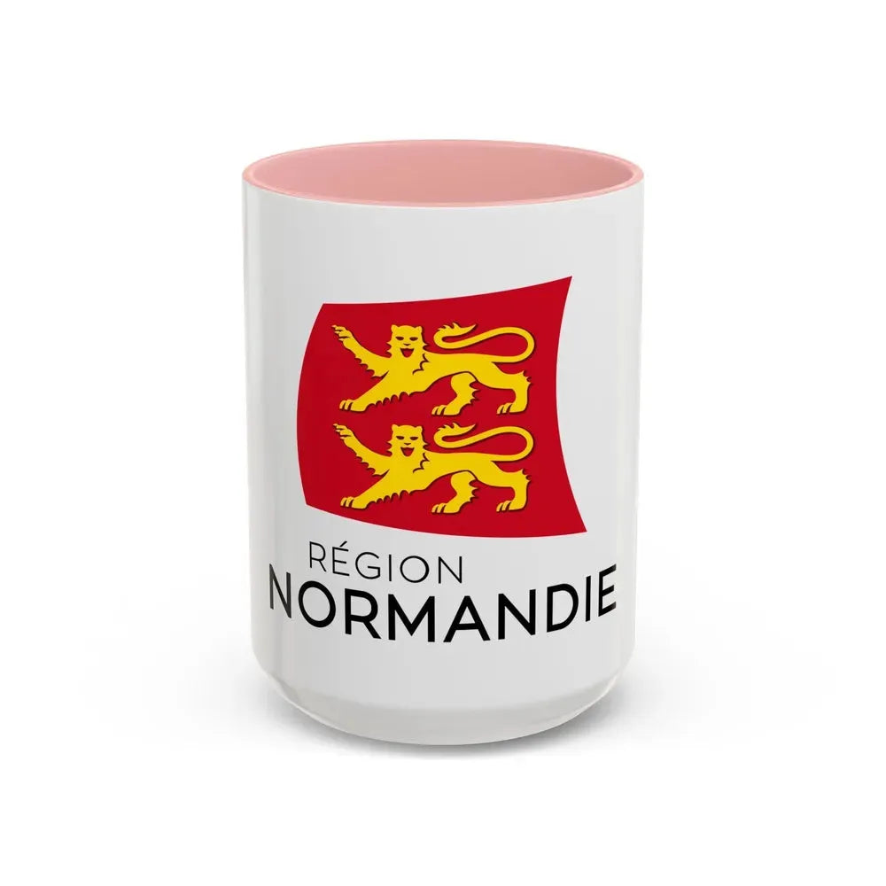 Flag of Normandy France - Accent Coffee Mug 15oz Pink - Go Mug Yourself