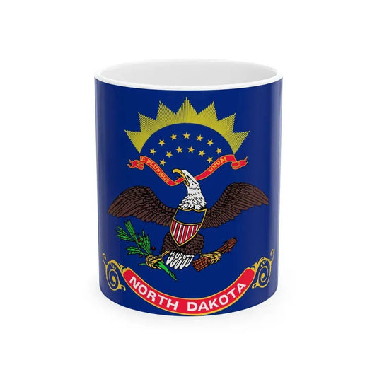 Flag of North Dakota 3-2 (United States) White Coffee Mug 11oz - Go Mug Yourself