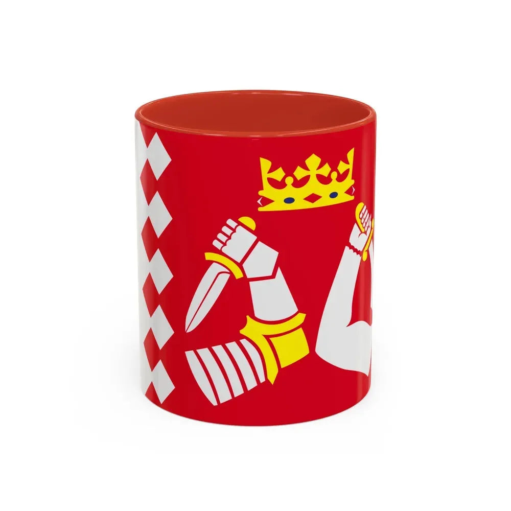 Flag of North Karelia Finland - Accent Coffee Mug 11oz Red - Go Mug Yourself