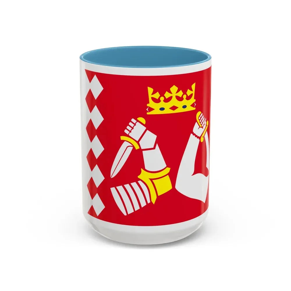 Flag of North Karelia Finland - Accent Coffee Mug 15oz Light Blue - Go Mug Yourself