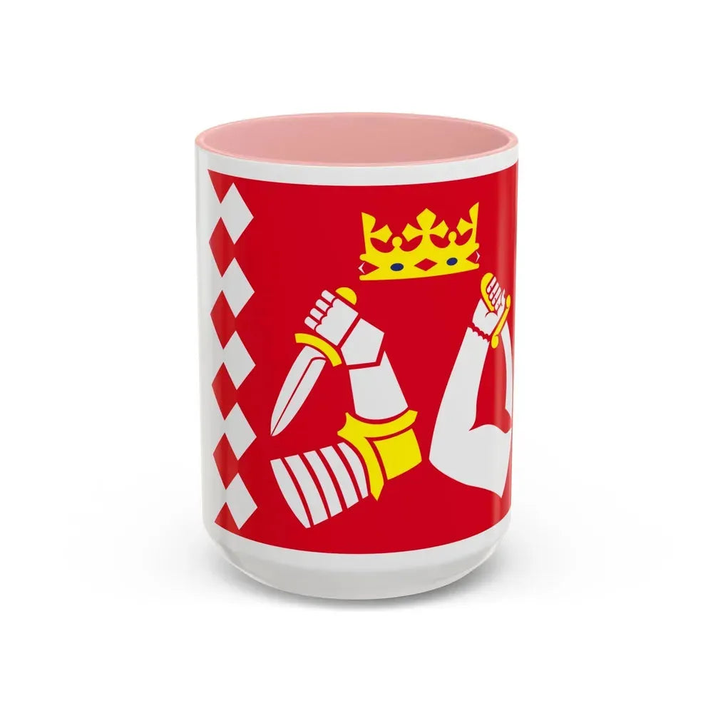 Flag of North Karelia Finland - Accent Coffee Mug 15oz Pink - Go Mug Yourself