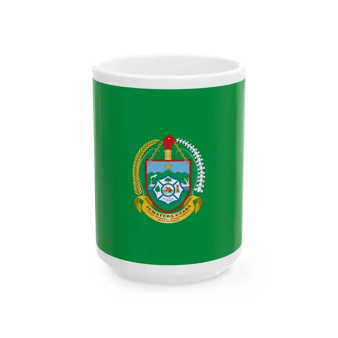 Flag of North Sumatra Indonesia - White Coffee Mug 15oz - Go Mug Yourself