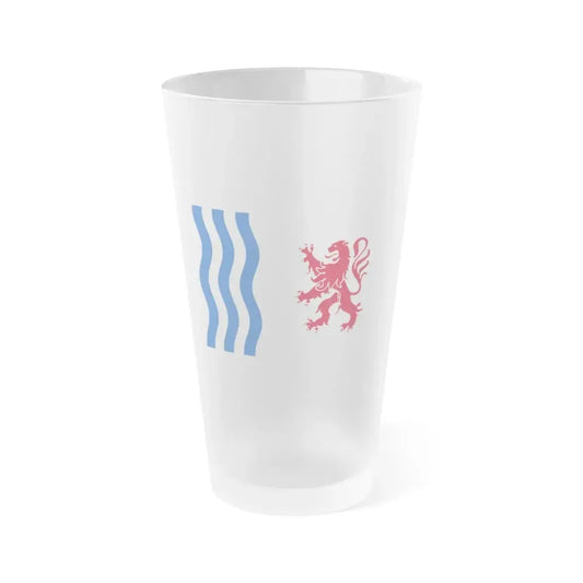 Flag of Nouvelle Aquitaine France - Frosted Pint Glass 16oz 16oz Frosted - Go Mug Yourself