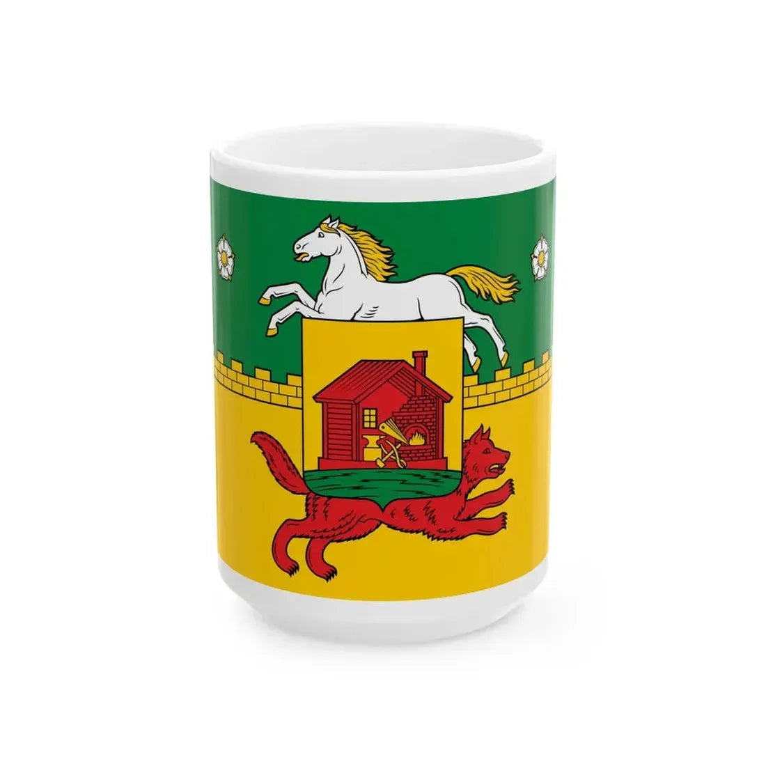 Flag of Novokuznetsk Russia - White Coffee Mug 15oz - Go Mug Yourself