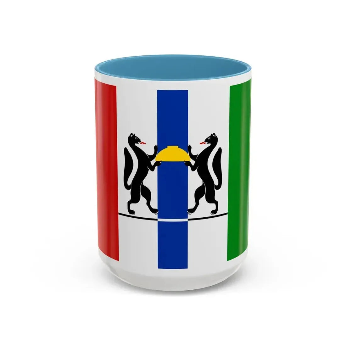 Flag of Novosibirsk Oblast Russia - Accent Coffee Mug 15oz Light Blue - Go Mug Yourself