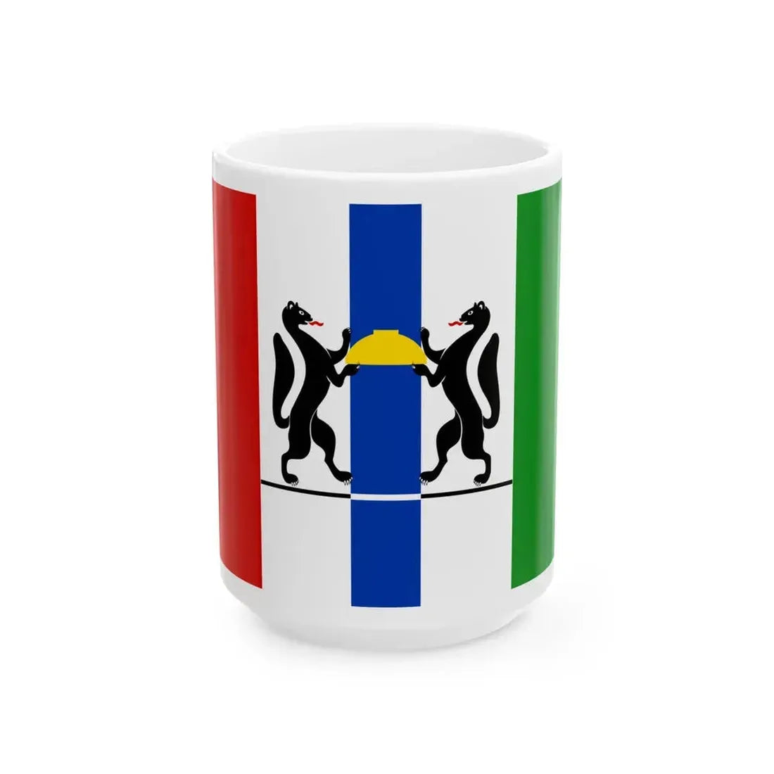 Flag of Novosibirsk Oblast Russia - White Coffee Mug 15oz - Go Mug Yourself