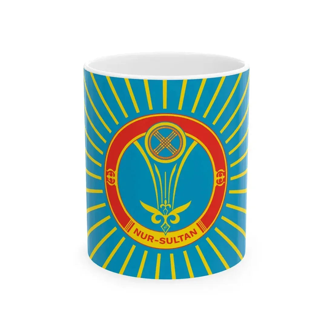 Flag of Nur-Sultan Kazakhstan (Kazakhstan) White Coffee Mug 11oz - Go Mug Yourself