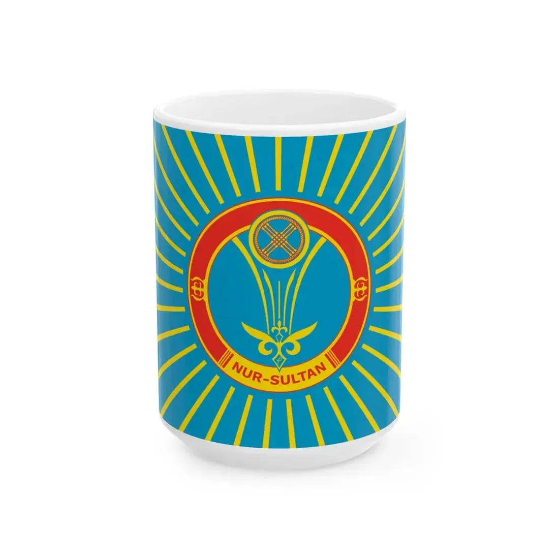 Flag of Nur-Sultan Kazakhstan (Kazakhstan) White Coffee Mug 15oz - Go Mug Yourself
