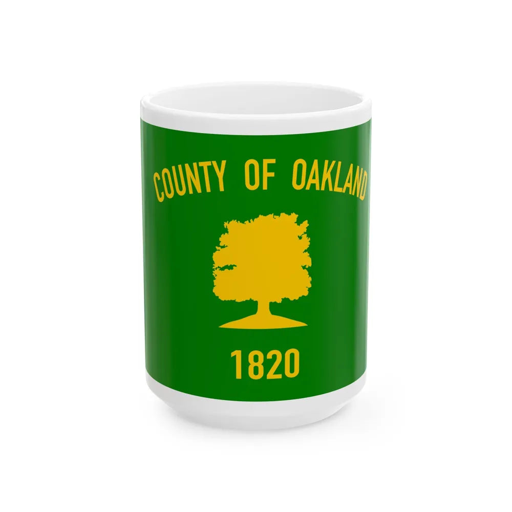 Flag of Oakland County Michigan (United States) White Coffee Mug 15oz - Go Mug Yourself