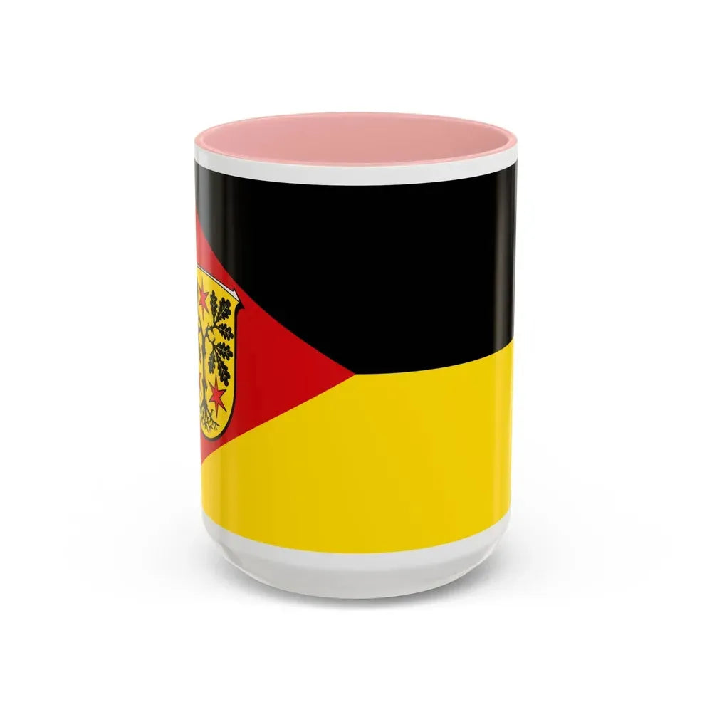 Flag of Odenwaldkreis Germany - Accent Coffee Mug 15oz Pink - Go Mug Yourself