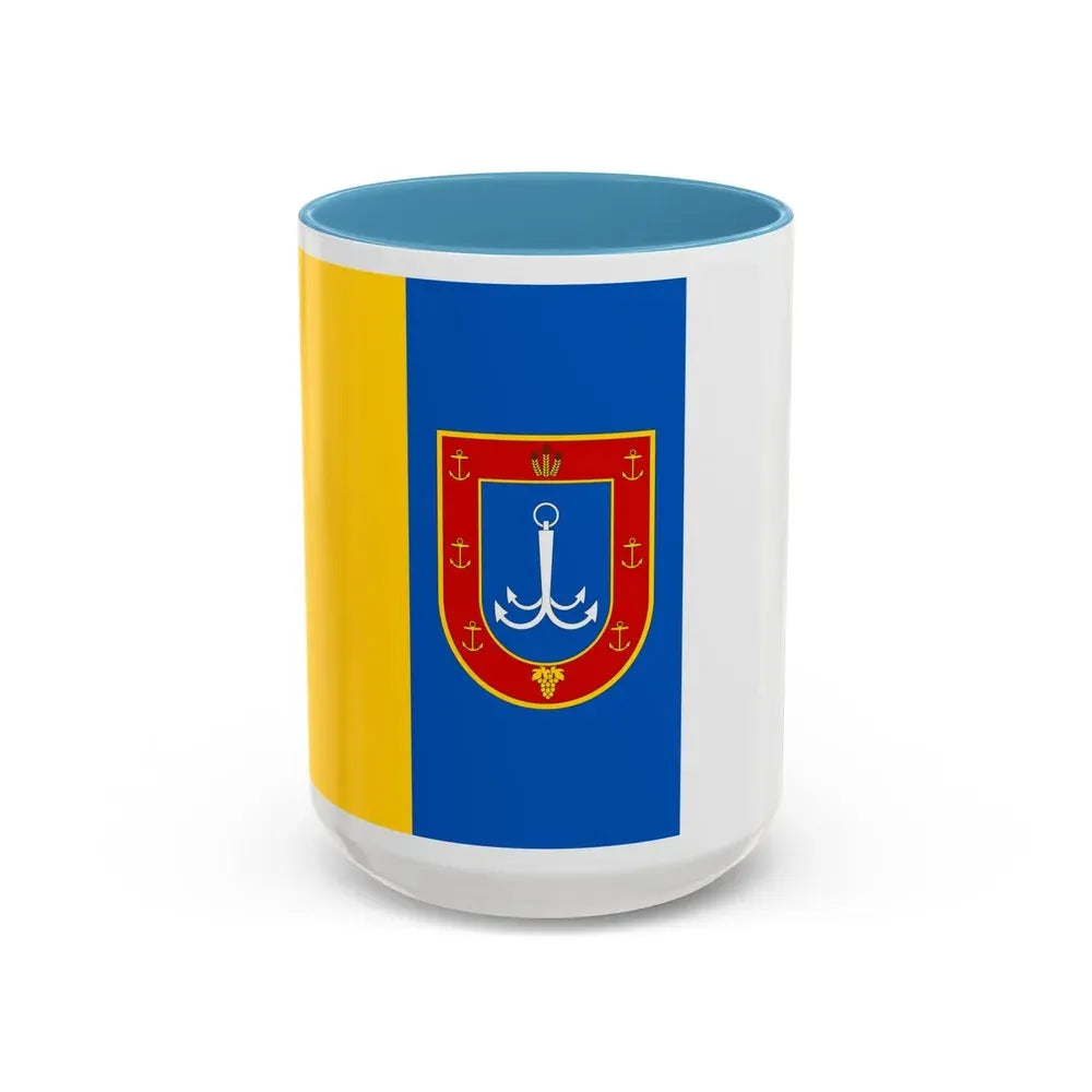 Flag of Odessa Oblast Ukraine - Accent Coffee Mug 15oz Light Blue - Go Mug Yourself