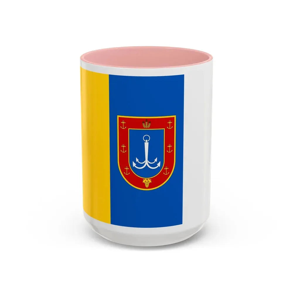 Flag of Odessa Oblast Ukraine - Accent Coffee Mug 15oz Pink - Go Mug Yourself