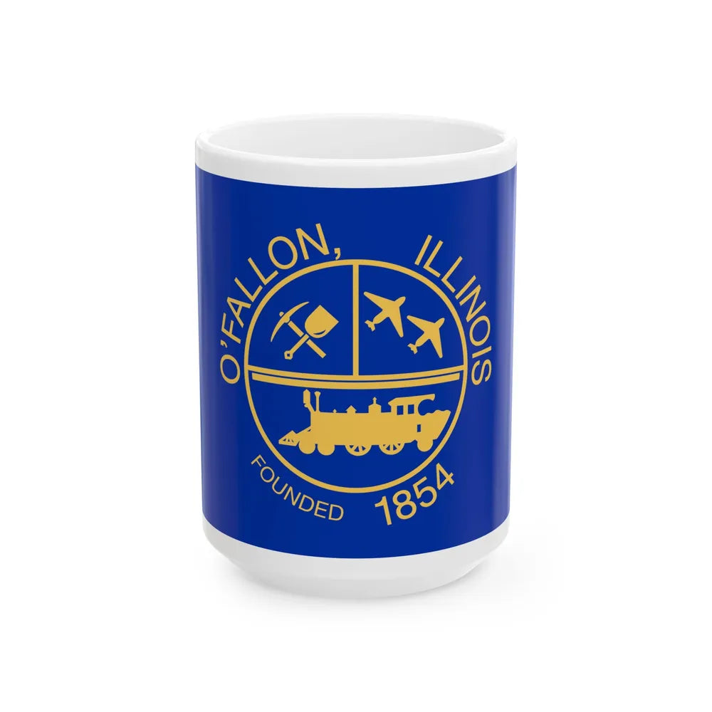 Flag of OFallon Illinois (United States) White Coffee Mug 15oz - Go Mug Yourself