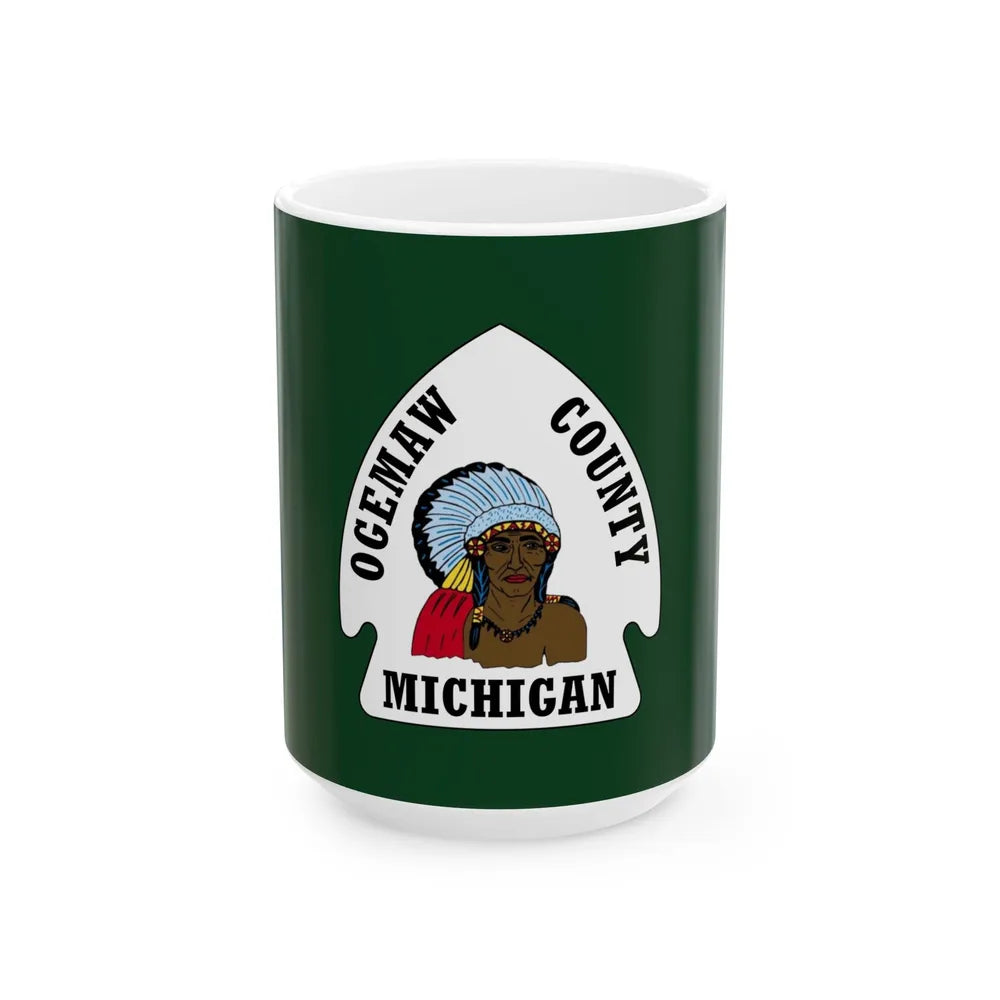 Flag of Ogemaw County Michigan (United States) White Coffee Mug 15oz - Go Mug Yourself