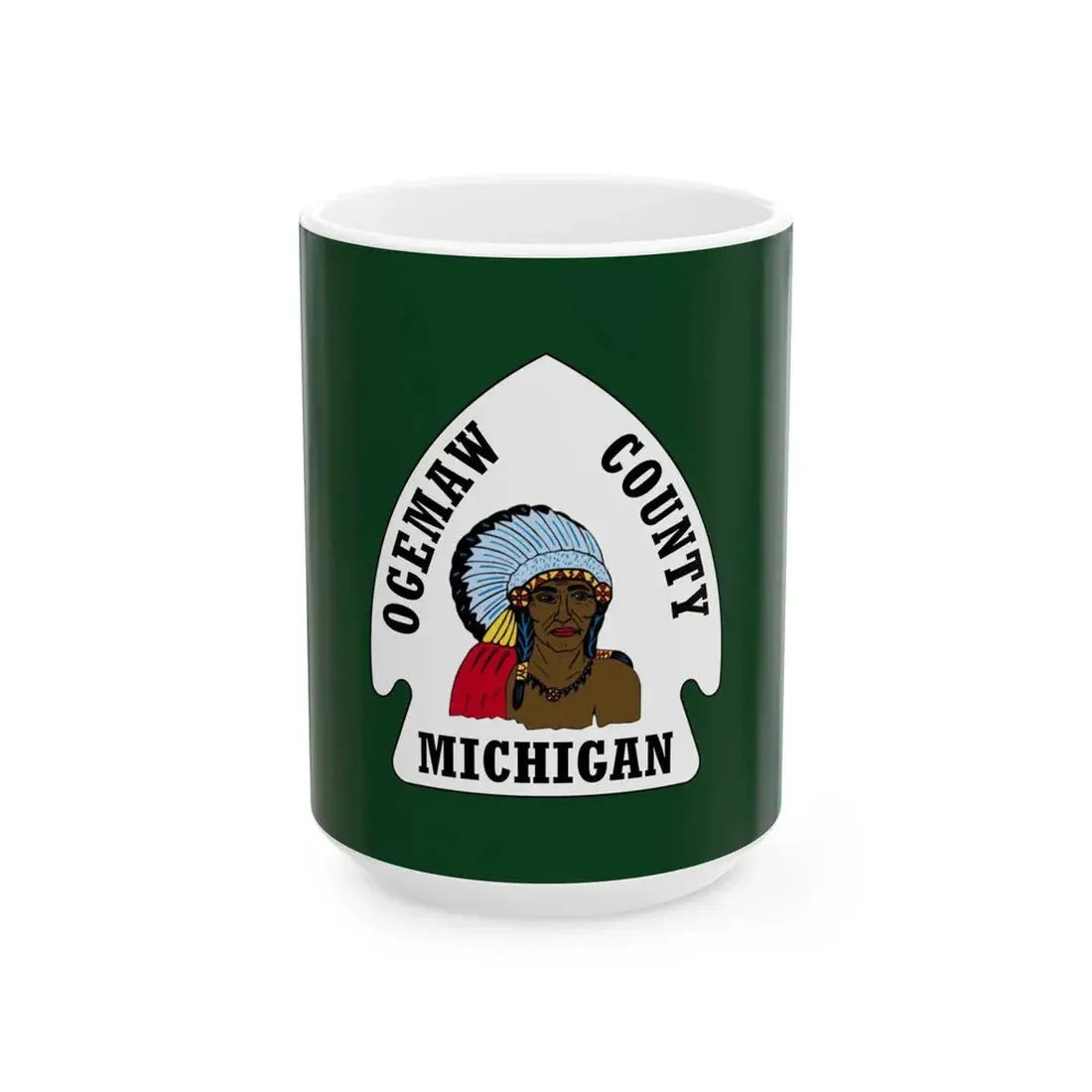 Flag of Ogemaw County Michigan (United States) White Coffee Mug 15oz - Go Mug Yourself