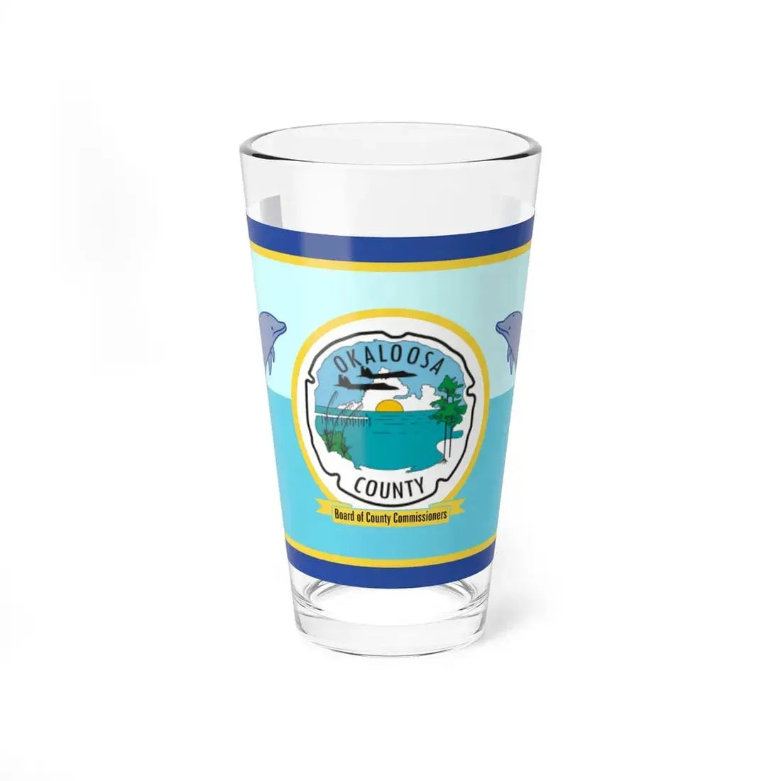 Flag of Okaloosa County Florida (United States) Pint Glass 16oz 16oz - Go Mug Yourself