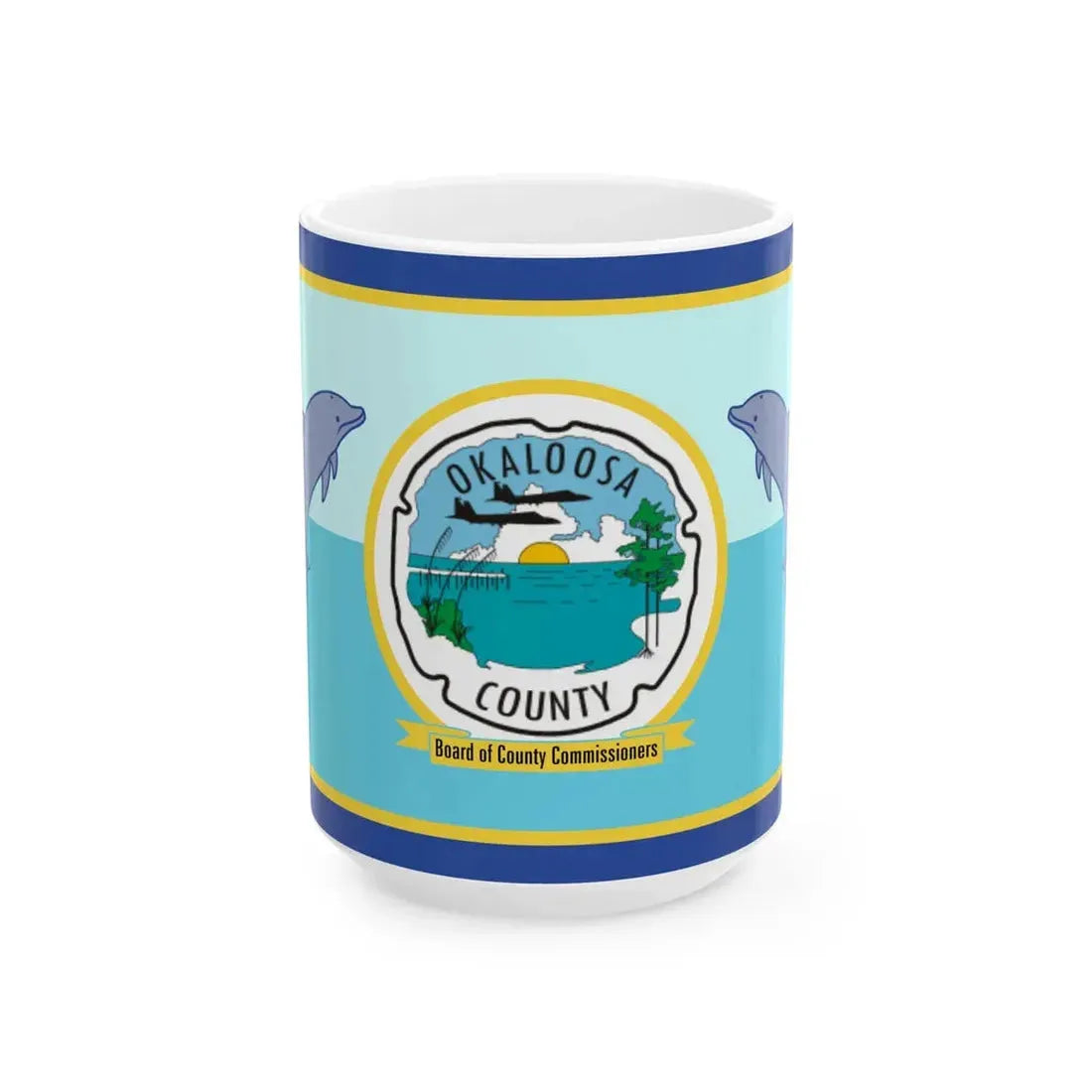 Flag of Okaloosa County Florida (United States) White Coffee Mug 15oz - Go Mug Yourself
