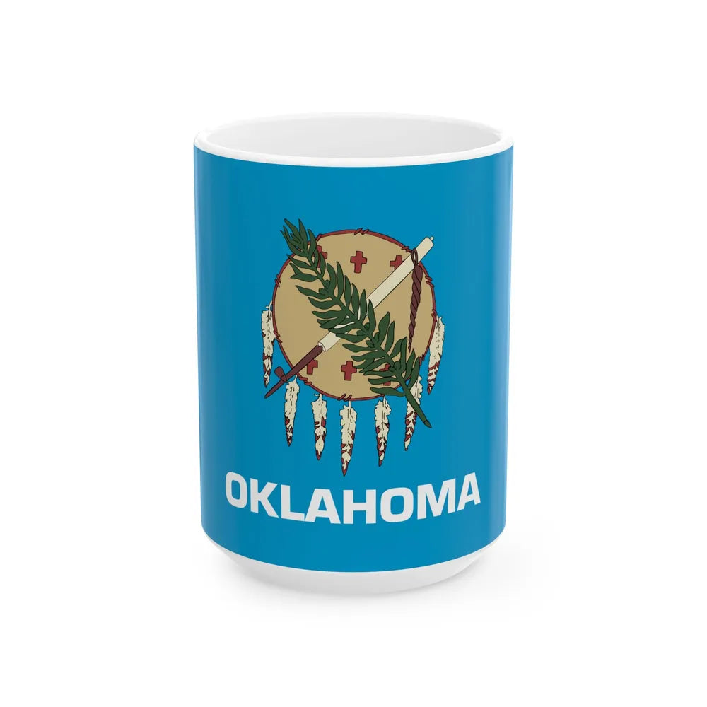 Flag of Oklahoma 1941-1988 (United States) White Coffee Mug 15oz - Go Mug Yourself